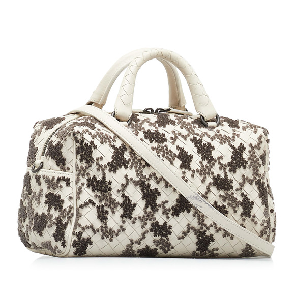 Pre-Loved Bottega Veneta In Mist Intrecciato Flocked Velvet Bouquet Duffel Bag - Picture 2 of 12